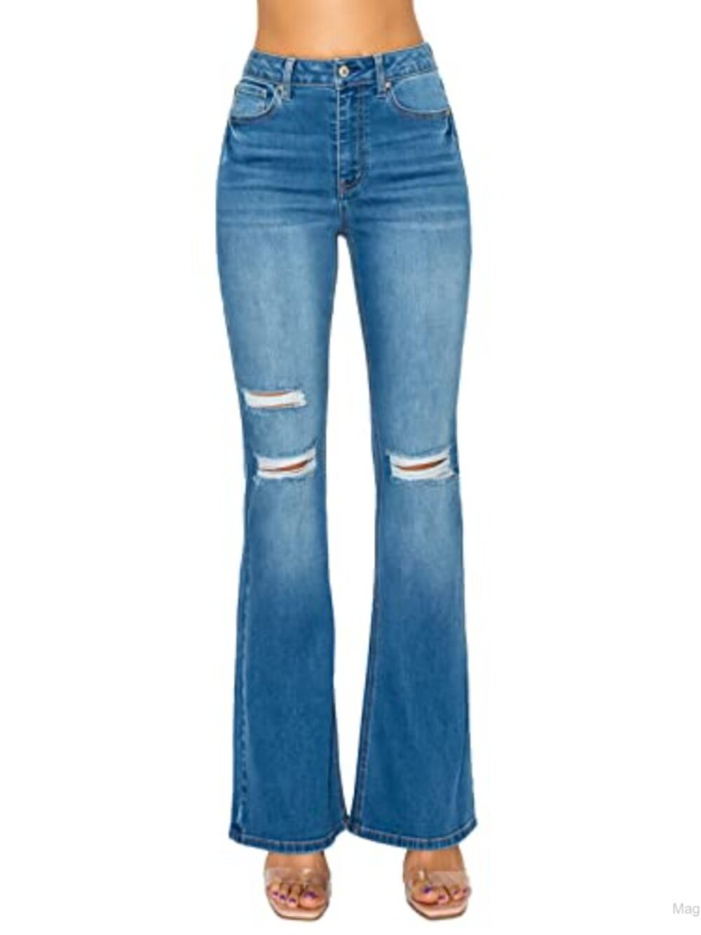 WAX JEAN Flare Jeans Destructed Repreve Sustainable Denim